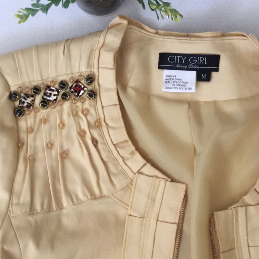 Nancy Bolen City Girl yellow beaded jacket NWT